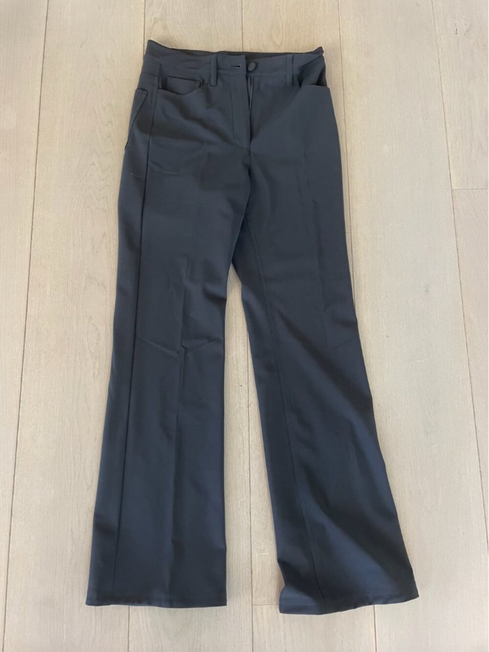 Theory Black Tailored Flare Trousers Pleated Waist Size 4